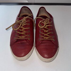 Frye Bud Red Leather Lace Up Sneakers Size 8.5